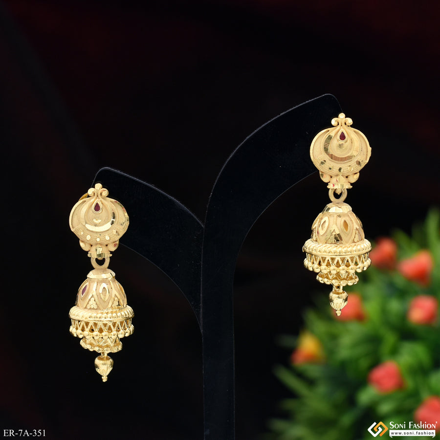 Artisanal Design Gold Plated Earrings for Women - Style A351