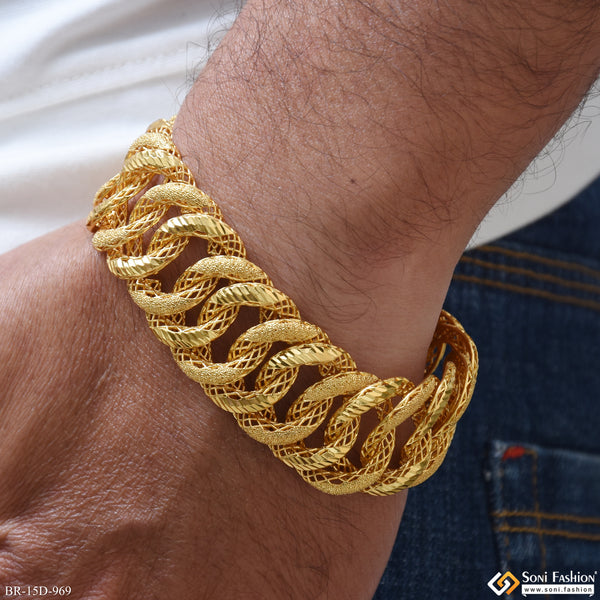 Excellent Design Gold Plated Link Bracelet for Men - Style D969