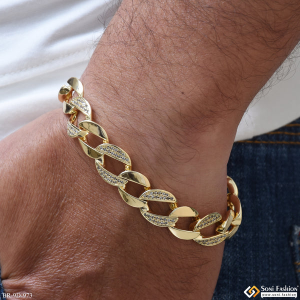 Fashionable Design Gold Plated Link Bracelet for Men - Style D973