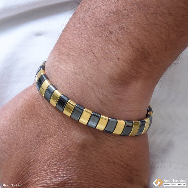 Funky Design Black & Golden Color Ceramic Bracelet for Men - Style E149