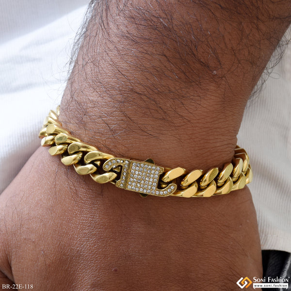 Funky Design Stainless Steel Cuban Link Bracelet for Men - Style E118