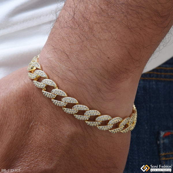 Glittering Design Gold Plated Link Bracelet for Men - Style D975