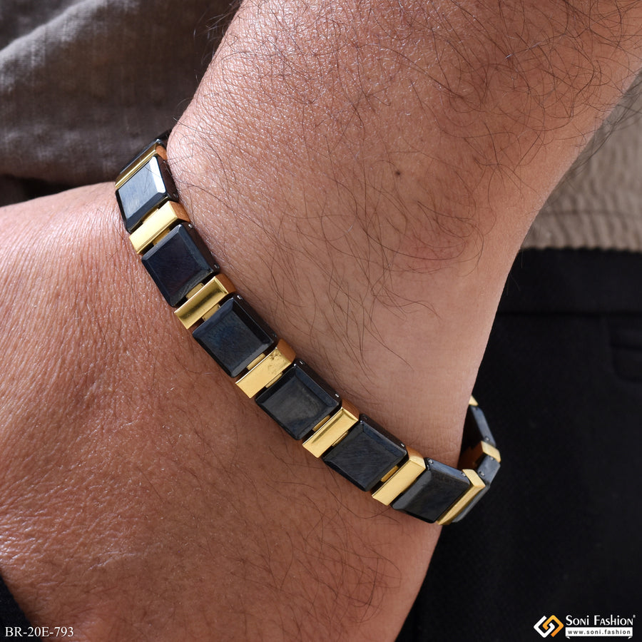 Golden Awesome Design Gold Plated Ceramic Bracelet for Men - Style E793