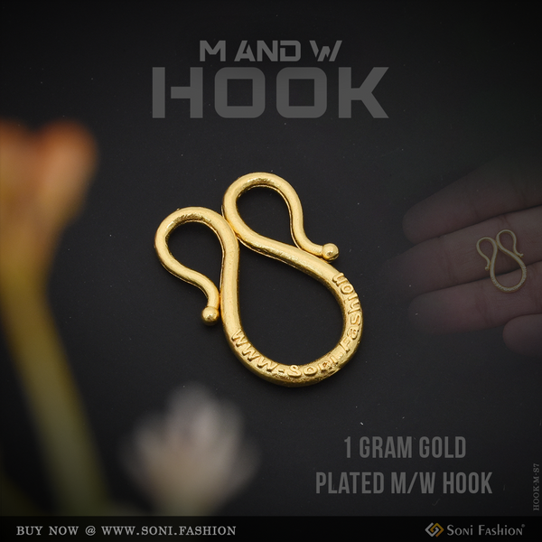 1 Gram Gold Plated M/W Hook For Chain - Big Size - Design S7