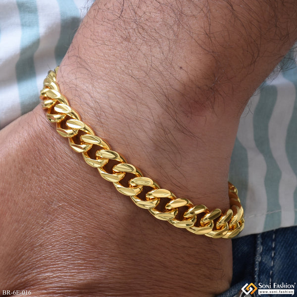 Hand-Crafted Design Gold Plated Link Bracelet for Men - Style E016