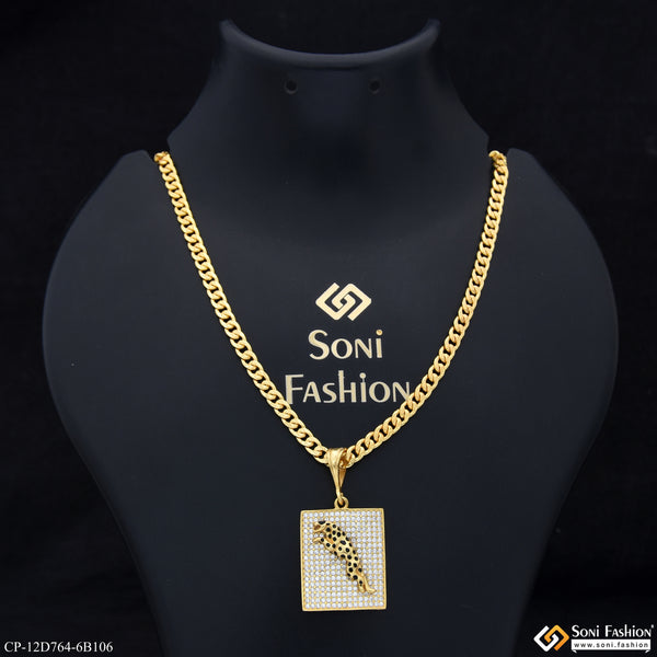 Jaguar Fashionable Design Gold Plated Pendant With Chain for Men (CP-D764-B106)
