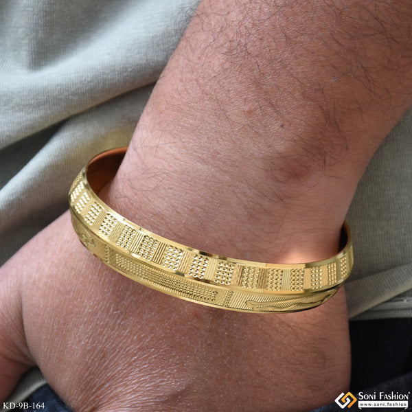 Jaguar Fashionable Design Gold Plated Punjabi Kada for Men - Style B164