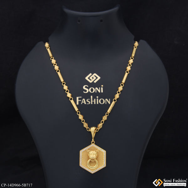 Jaguar Latest Design Gold Plated Pendant With Chain for Men (CP-D966-B717)