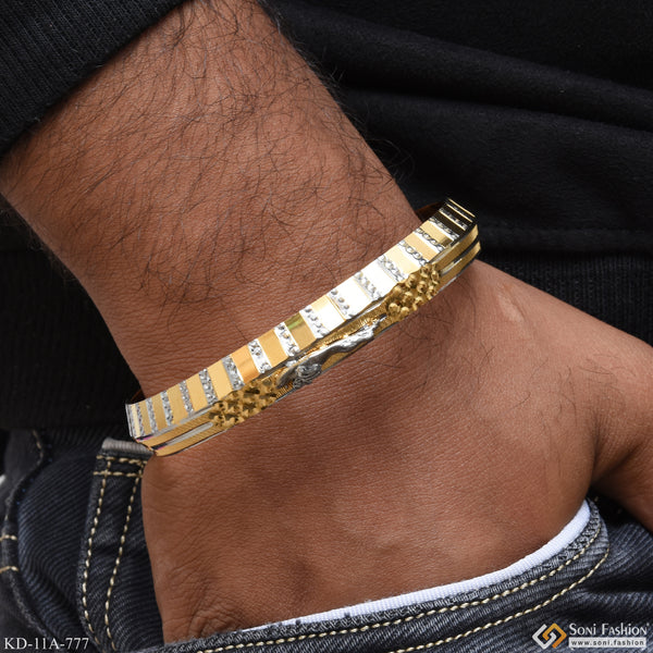 Jaguar Chic Design Superior Quality Golden & Silver Color Kada for Men - Style A777