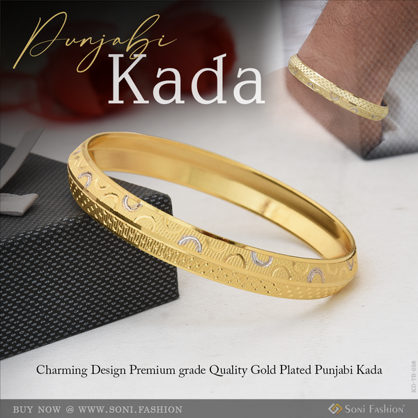 Charming Design Premium-grade Quality Gold Plated Punjabi Kada For Men - Style B038