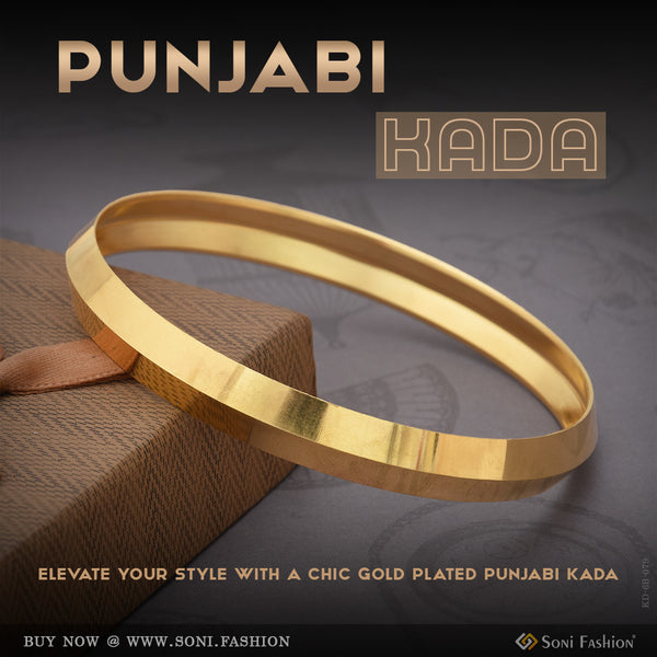 Kada Chic Design Superior Quality Gold Plated Punjabi Kada for Men - Style B079
