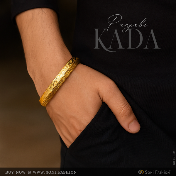 Jaguar Delicate Design Gold Plated Punjabi Kada for Men - Style B139