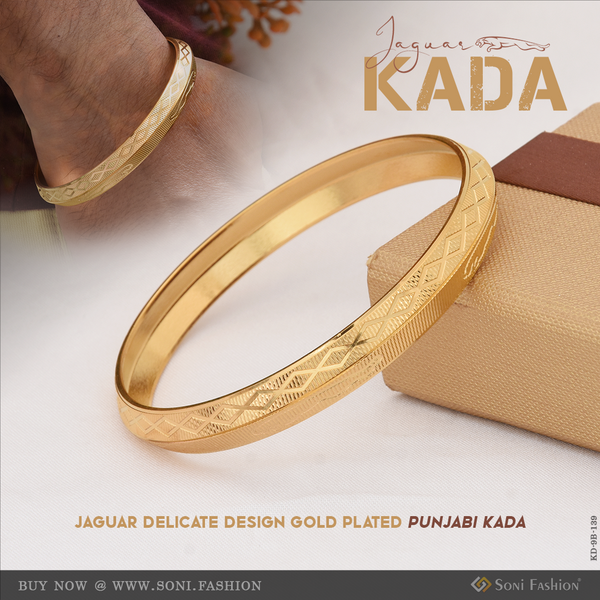 Jaguar Delicate Design Gold Plated Punjabi Kada for Men - Style B139