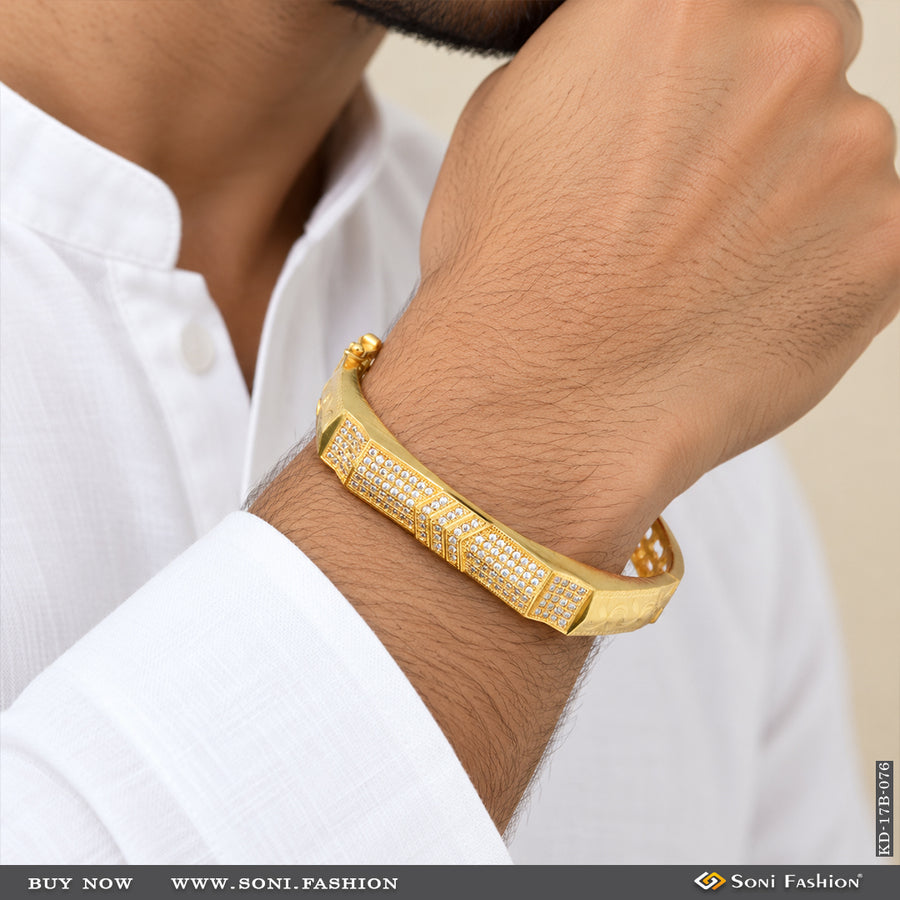 Arrow with Diamond Latest Design High-Quality Gold Plated Kada for Men - Style B076