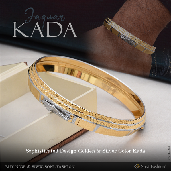 Jaguar Sophisticated Design Golden & Silver Color Kada For Men - Style A782