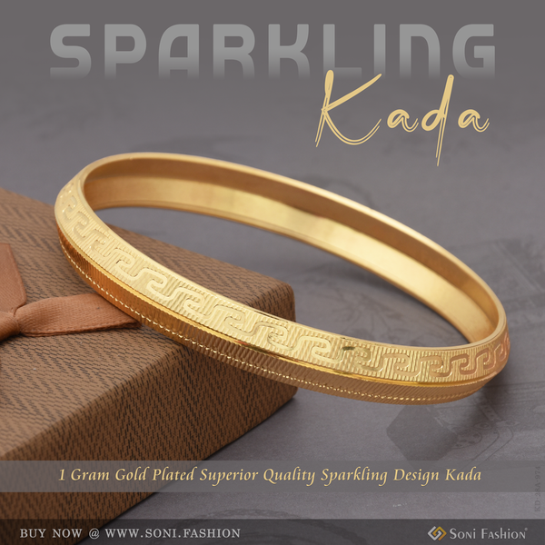 1 Gram Gold Plated Superior Quality Sparkling Design Kada for Men - Style A974
