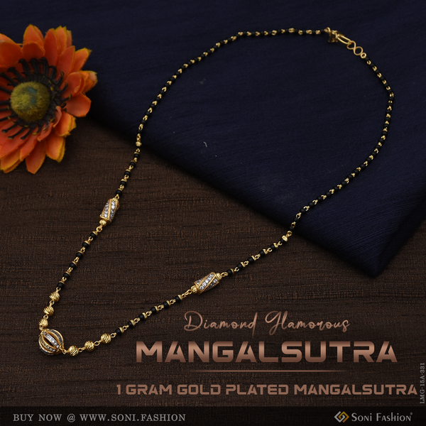 1 Gram Gold Plated With Diamond Glamorous Design Mangalsutra For Women - Style A331