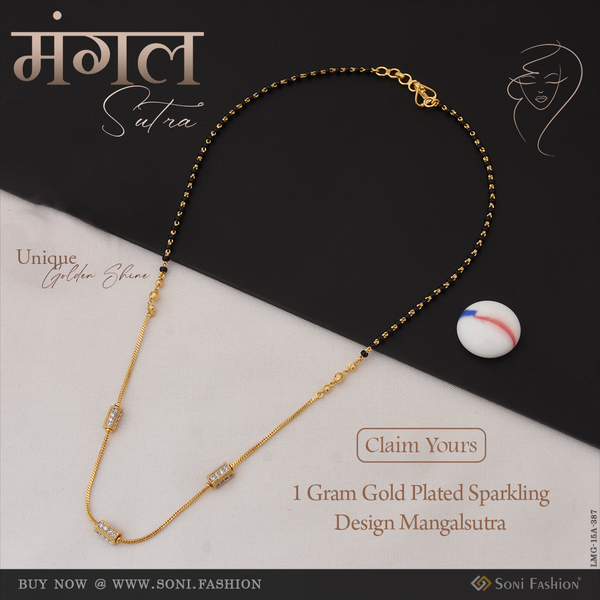 1 Gram Gold Plated Sparkling Design Mangalsutra for Women - Style A387