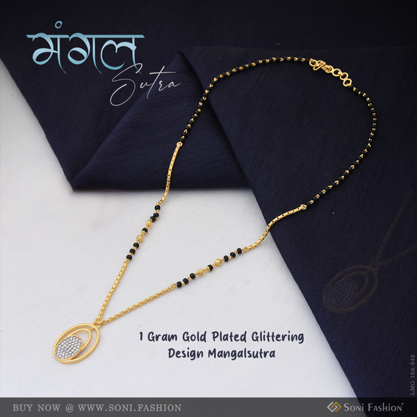 1 Gram Gold Plated Glittering Design Mangalsutra for Women - Style A542