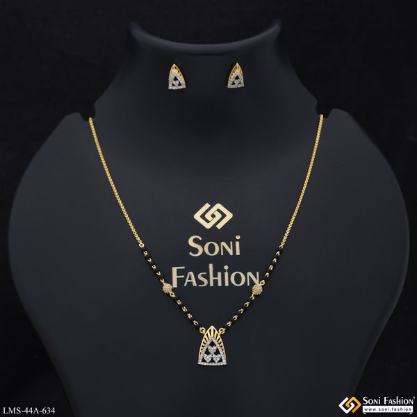 1 Gram Gold Plated Opulent Design Mangalsutra Set for Women - Style A634