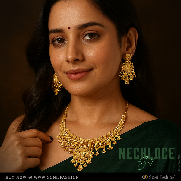 1 Gram Gold Plated Fancy Design Necklace Set for Women - Style B085