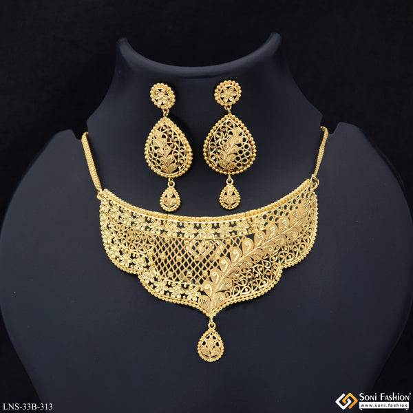 1 Gram Gold Plated New Style Choker Necklace Set for Women - Style B313