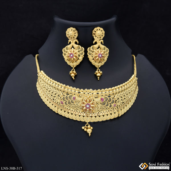 1 Gram Gold Plated Casual Design Choker Necklace Set for Women - Style B317