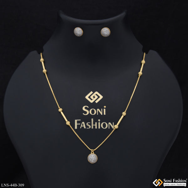 1 Gram Gold Plated Opulent Design Necklace Set for Ladies - Style B309