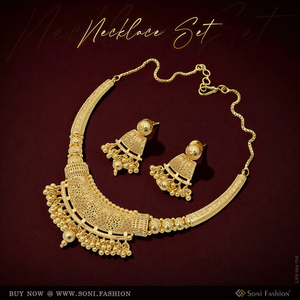 1 Gram Gold Plated Classic Design Necklace Set for Women - Style A702