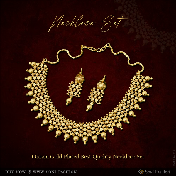 1 Gram Gold Plated Best Quality Necklace Set for Women - Style A912
