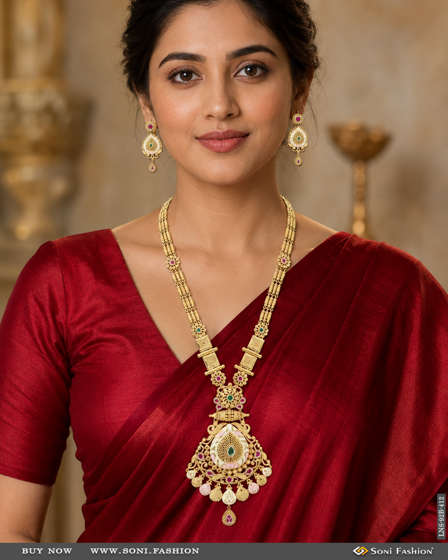 1 Gram Gold Plated Dazzling Design Necklace Set for Women - Style B412