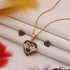 Heart with Wings in Diamond New Style Golden Color Necklace Set - Style LNSA039
