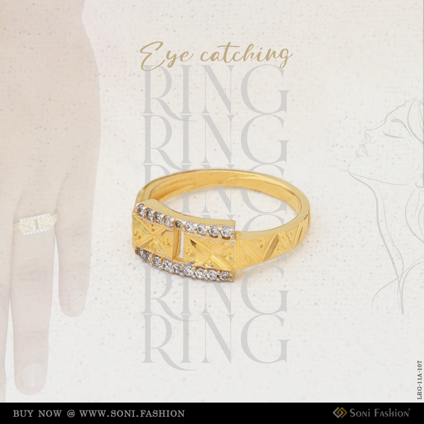 1 Gram Gold Plated With Diamond Eye-catching Design Ring For Ladies - Style Lrg-107