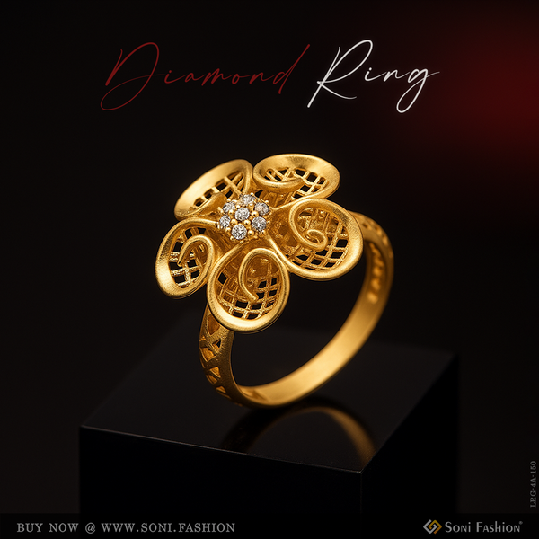 Pretty Design with Diamond Stunning Design Gold Plated Ring for Lady - Style LRG-150