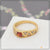 Red Stone with Diamond Graceful Design Gold Plated Ring for Lady - Style LRG-175