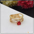 Red Stone with Diamond Graceful Design Gold Plated Ring for Lady - Style LRG-164