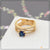 Blue Stone with Diamond Glamorous Design Gold Plated Ring for Lady - Style LRG-177