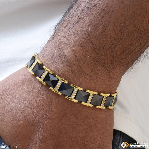 Latest Design Black & Golden Color Ceramic Bracelet for Men - Style E134