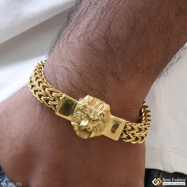 Lion Face Artisanal Design Stainless Steel Bracelet for Men - Style E123