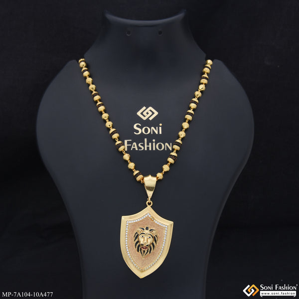 Lion Prominent Design Pendant with Rudraksha Mala for Men (MP-A104-A477)
