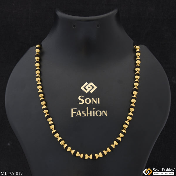 Rudraksha Mala with Big Rudraksha Pendant Gold Plated for Men - Style A017