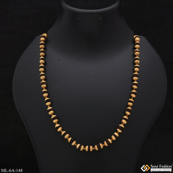 New Stylish Design Best Quality Gold Plated Black Rudraksha Mala For Men - Style A148