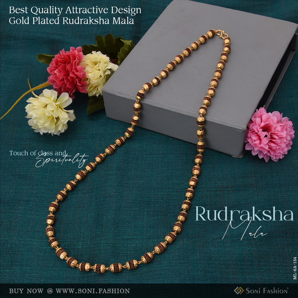 Best Quality Attractive Design Gold Plated Rudraksha Mala - Style A154