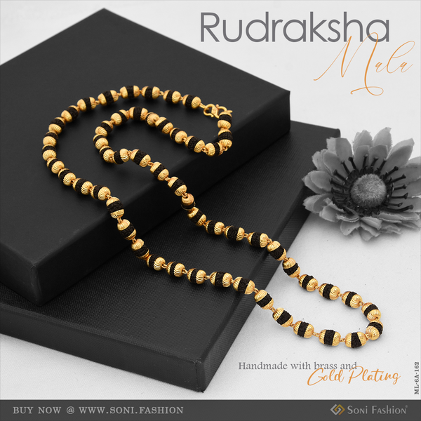 Streamlined Design Superior Quality Gold Plated Rudraksha Mala - Style A162