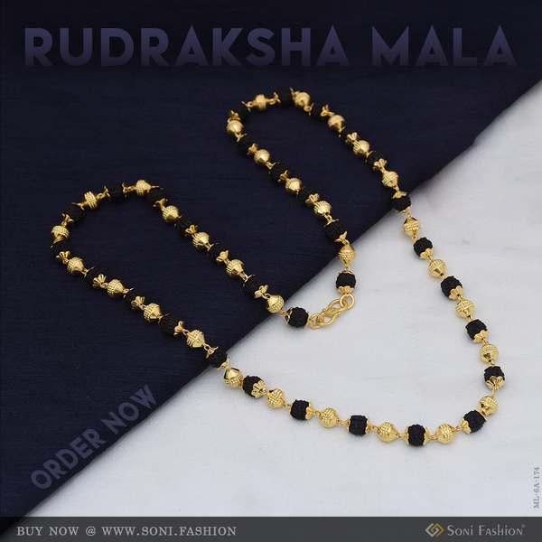 Sophisticated Design Gold Plated Rudraksha Mala for Men - Style A174
