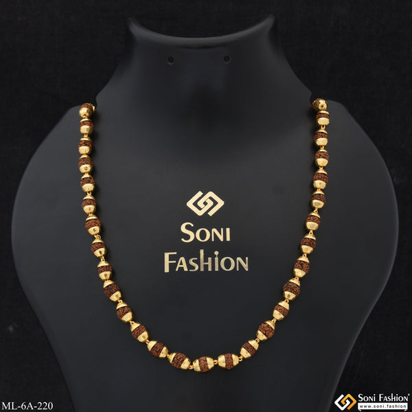 Superior Quality Sparkling Design Gold Plated Rudraksha Mala for Men - Style A220