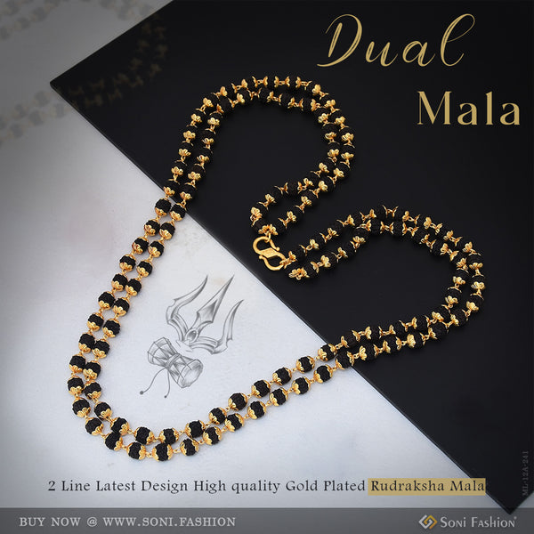 2 Line Latest Design High-quality Gold Plated Rudraksha Mala For Men - Style A241