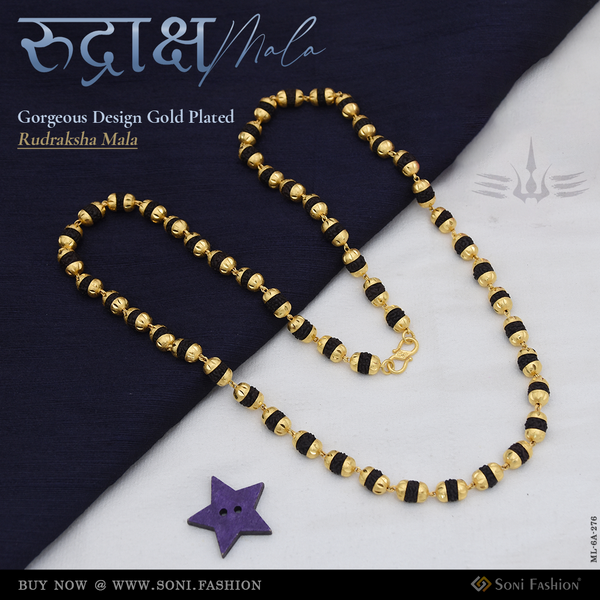 Gorgeous Design Gold Plated Rudraksha Mala for Men - Style A276