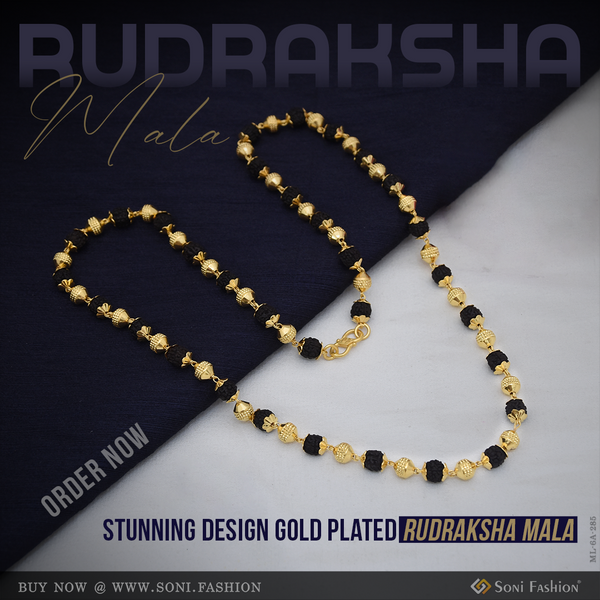 Stunning Design Superior Quality Gold Plated Rudraksha Mala for Men - Style A285