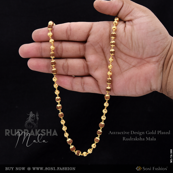 Attractive Design Gold Plated Rudraksha Mala for Men - Style A288